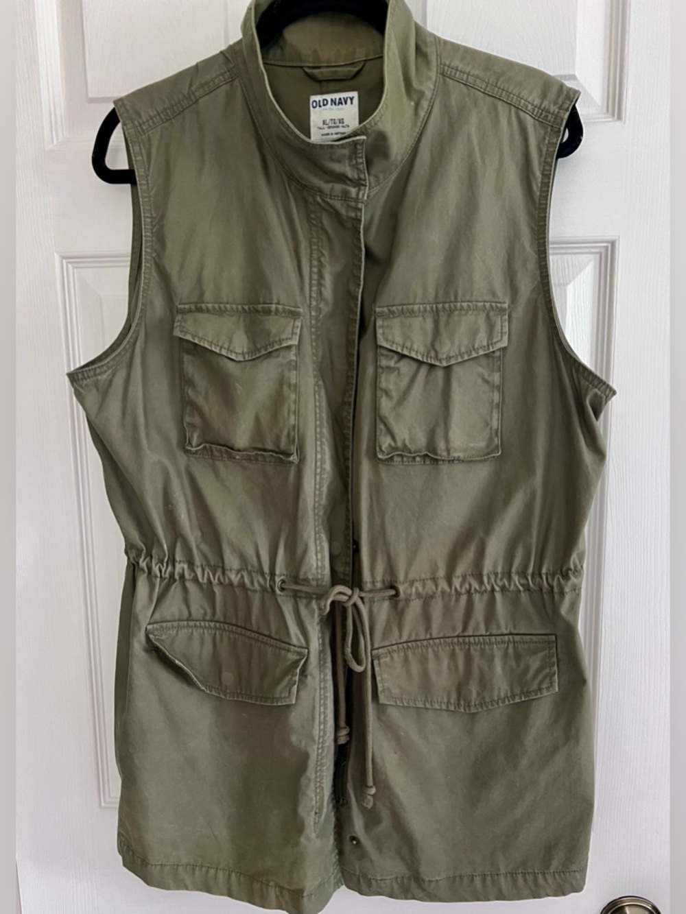 Old Navy Olive Green Drawstring Utility Vest